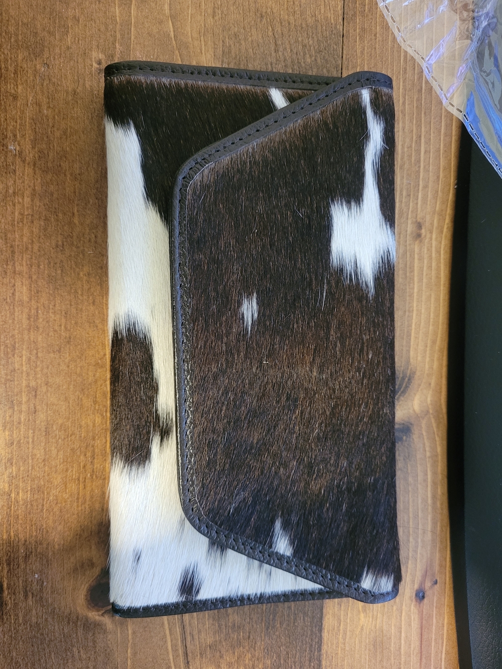 Cowhide Hair-On Wallet Clutch in Brown and White